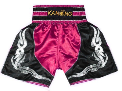 Pantaloncini boxe , pantaloncini da boxe : KNBSH-202-Rosa scuro-Nero